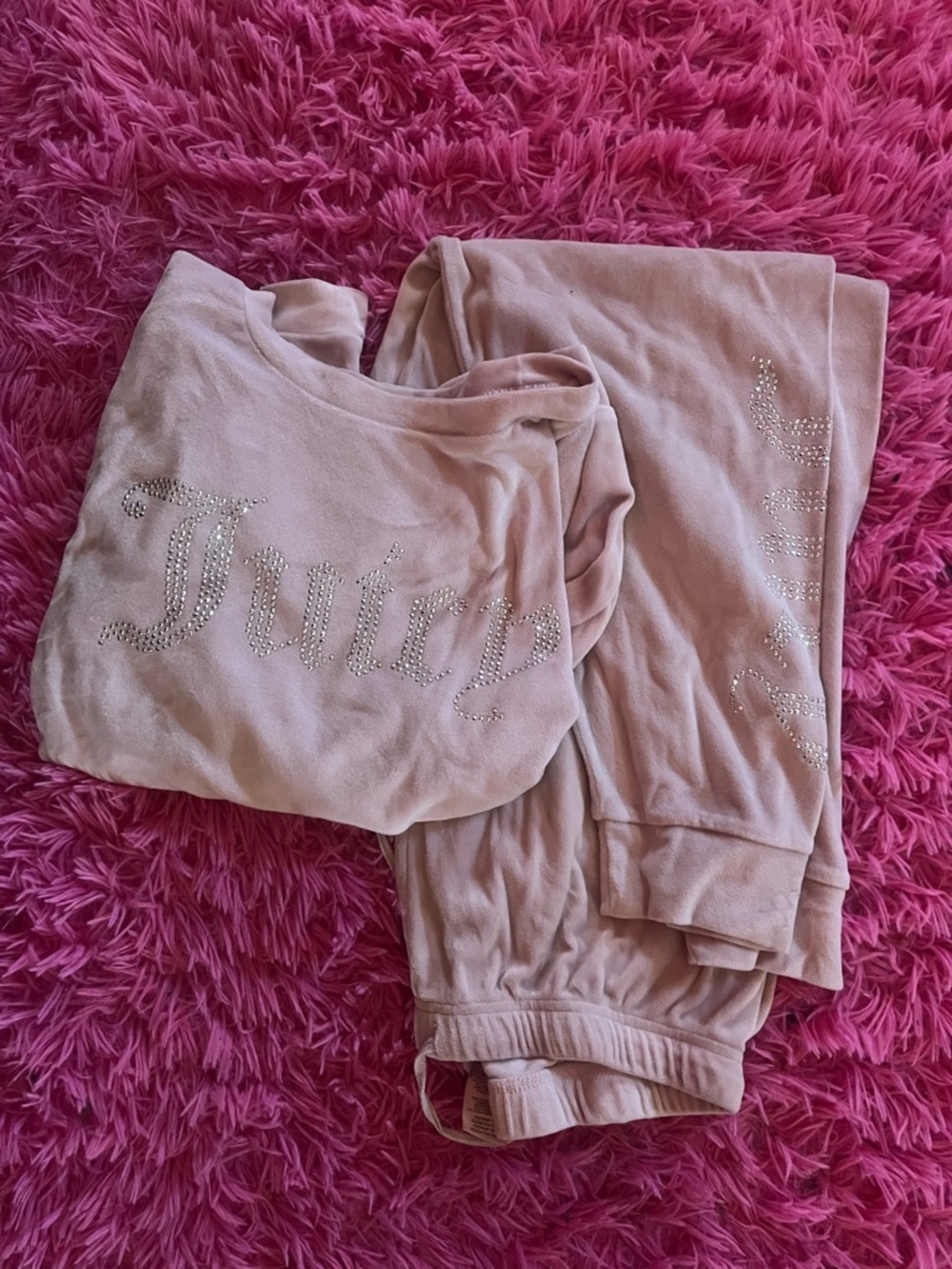 Juicy Couture Light Pink Velour Labeled Sleepwear Set tracksuit